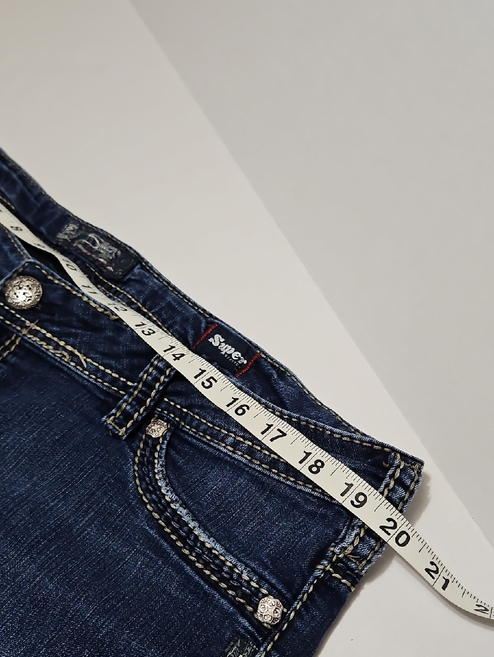 Silver Jeans Dark Blue Skinny Super Stretch Jeans with Faded Detail Size 20 - Picture 5 of 14